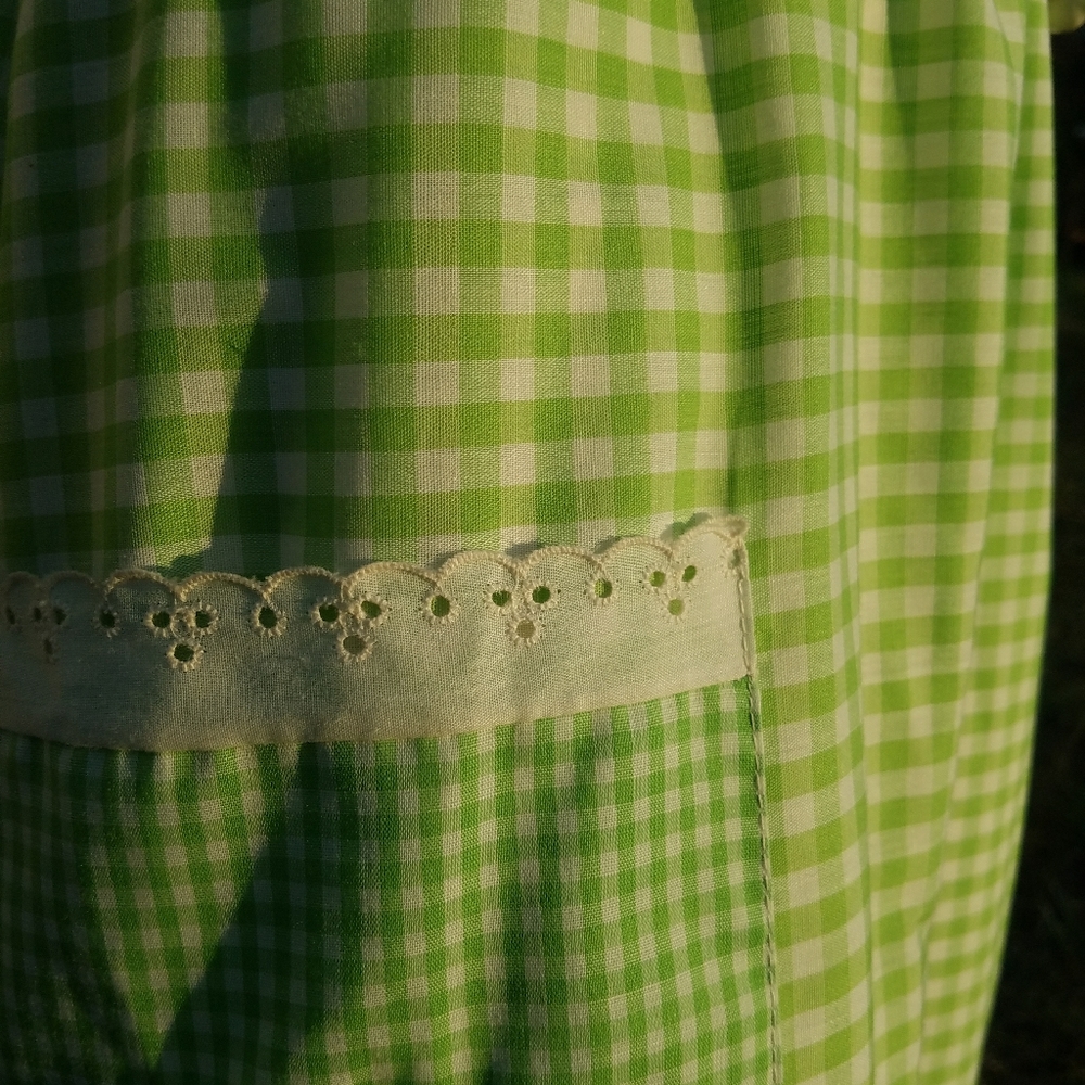 VTG Long Checkered Ruffle Dress 60's 70's 6 M - Picture 7 of 11